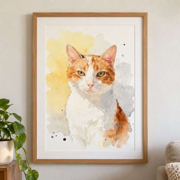 Watercolour Cat Portrait Gift